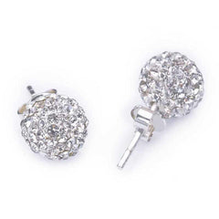 Boucles d'oreilles à tige en argent et pierre blanche