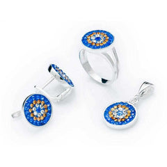Silver Evil Eye Round Women's Set