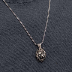 Silver Crowned Lion Figured Men's Necklace