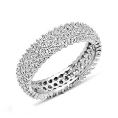 Silver 3 Row White Full Circle Women's Wedding Ring