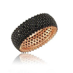 Silver 5 Row Black Full Circle Women's Wedding Ring