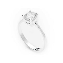 Silver Single Stone Women's Ring