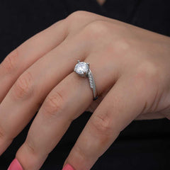 Silver Single Stone Women's Ring