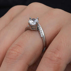 Silver Single Stone Women's Ring