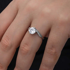 Silver Single Stone Women's Ring