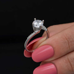 Silver Single Stone Women's Ring