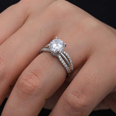 Silver Single Stone Women's Ring