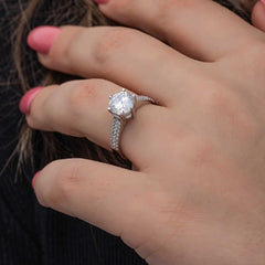 Silver Single Stone Women's Ring