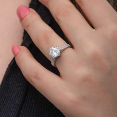 Silver Single Stone Women's Ring