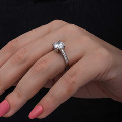 Silver Single Stone Women's Ring