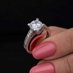 Silver Single Stone Women's Ring