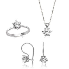 Silver Single Stone Women's Set