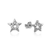 Silver Single Stone Star Studded Women's Earrings