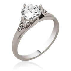 Silver Single Stone Women's Ring