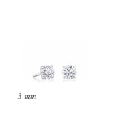 Silver Round Single Stone Zircon Earrings - 3 mm