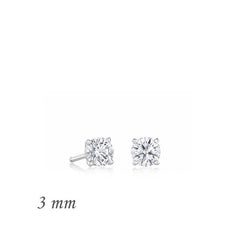 Boucles d'oreilles rondes en argent avec zircone - 3 mm