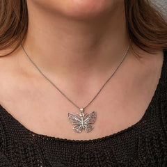 Silver Filigree Butterfly Women's Necklace