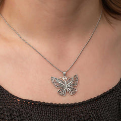 Silver Filigree Butterfly Women's Necklace