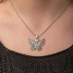 Silver Filigree Butterfly Women's Necklace