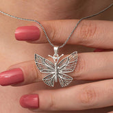Silver Filigree Butterfly Women's Necklace
