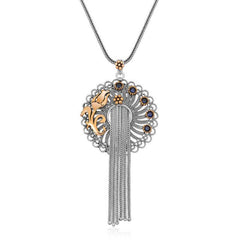 Collier pour femme en filigrane d'argent et pierre bleue