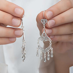 Silver Filigree Dangle Women's Earrings