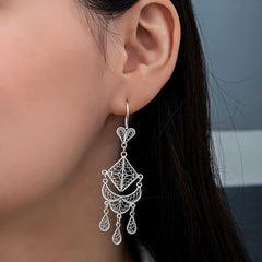 Silver Filigree Dangle Women's Earrings