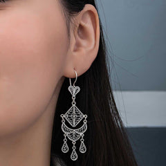 Silver Filigree Dangle Women's Earrings