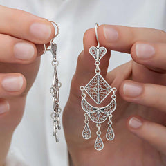 Silver Filigree Dangle Women's Earrings