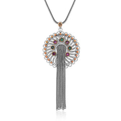 Collier pour femme en filigrane d'argent avec rubis et émeraude