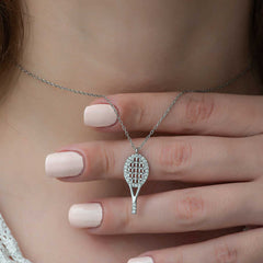 Gümüş Tenis Raketi Bayan Kolye