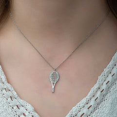 Gümüş Tenis Raketi Bayan Kolye