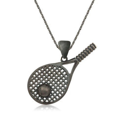 Silver Tennis Racket Unisex Necklace