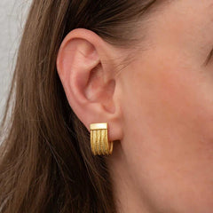 Silver Trabzon Wicker Studded Women's Earrings