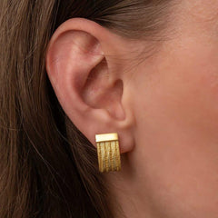 Silver Trabzon Wicker Studded Women's Earrings