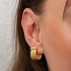 Silver Trabzon Wicker Studded Women's Earrings