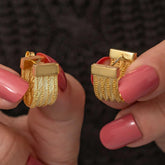 Silver Trabzon Wicker Studded Women's Earrings