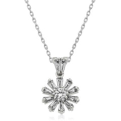 Silver Trapezoid Stone Flower Women's Necklace