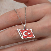Silver Turkish Flag Women's Necklace