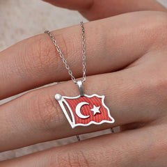 Silver Turkish Flag Women's Necklace
