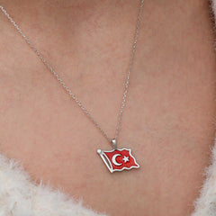 Silver Turkish Flag Women's Necklace