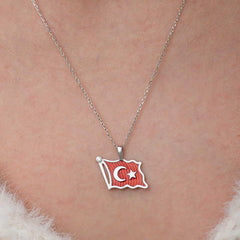 Silver Turkish Flag Women's Necklace