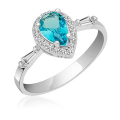 Silver Turquoise Drop Stone Women's Ring
