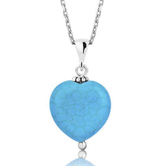 Silver Turquoise Stone Heart Women's Necklace