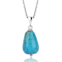 Silver Turquoise Natural Stone Women's Necklace