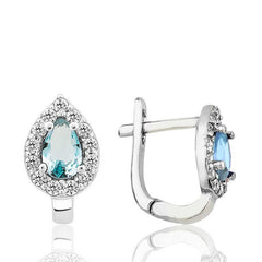 Silver Turquoise Stone Drop J Women's Earrings