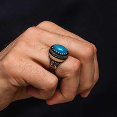 Silver Turquoise Stone Men's Ring