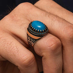 Silver Turquoise Stone Men's Ring