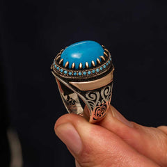 Silver Turquoise Stone Men's Ring
