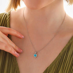 Silver Turquoise Stone Heart Women's Necklace